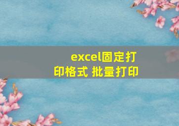 excel固定打印格式 批量打印